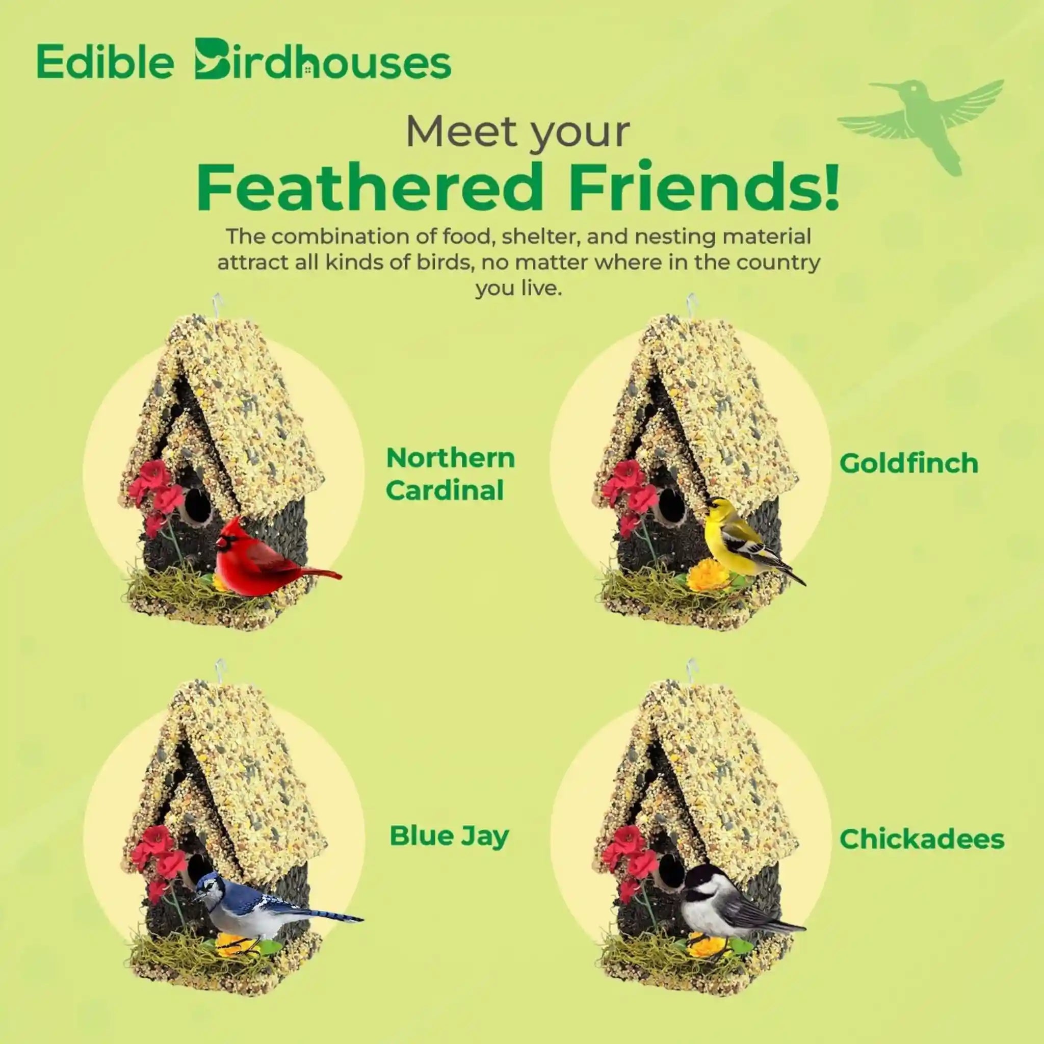 Handmade Edible Birdhouse - Light Roof, Tall Birdhouse Covered in Bird Seeds - Che Cose Belle