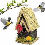 Handmade Edible Birdhouse - Light Roof, Tall Birdhouse Covered in Bird Seeds - Che Cose Belle