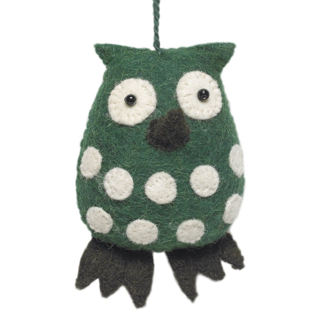 Handmade Felt Green Owl Christmas Ornament Arcadia Home