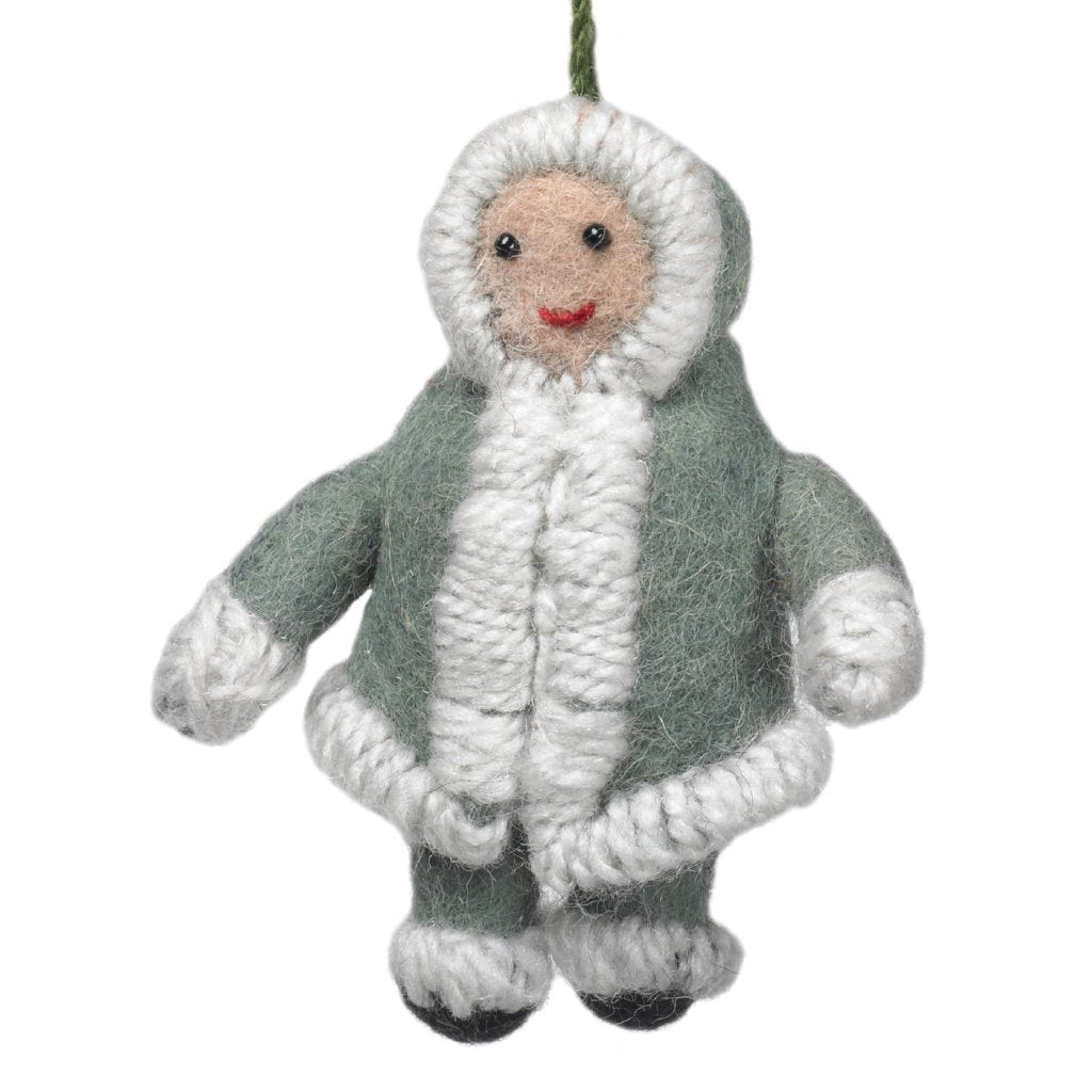 Handmade Felt Snowsuit Gal Christmas Ornament - Gray Arcadia Home - Che Cose Belle