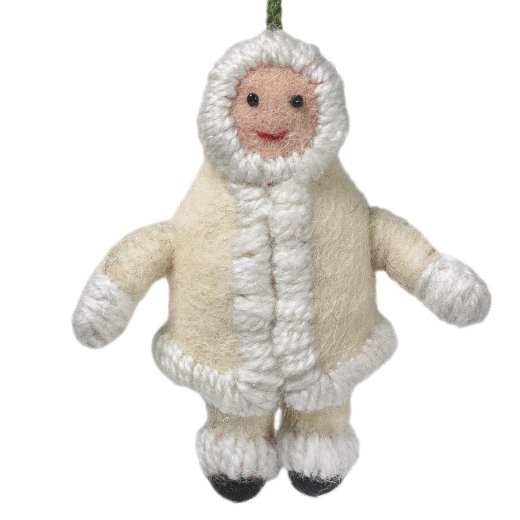 Handmade Felt Snowsuit Gal Christmas Ornament - Cream Arcadia Home