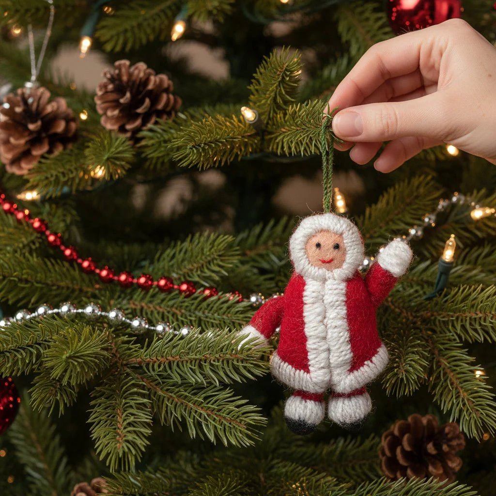 Handmade Felt Snowsuit Gal Christmas Ornament - Red Arcadia Home - Che Cose Belle