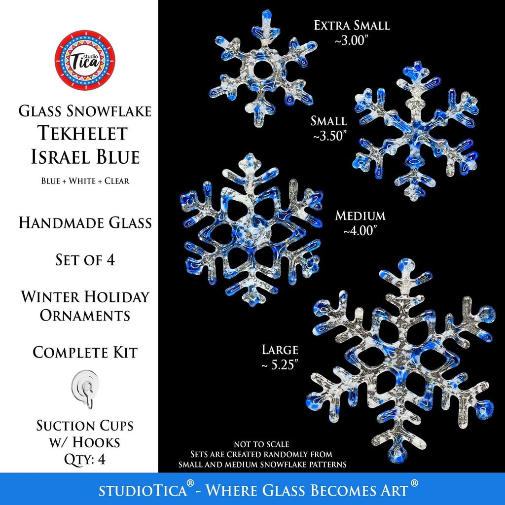 Handmade Glass Snowflake - Tekhelet Israel Blue - by studioTica - Che Cose Belle