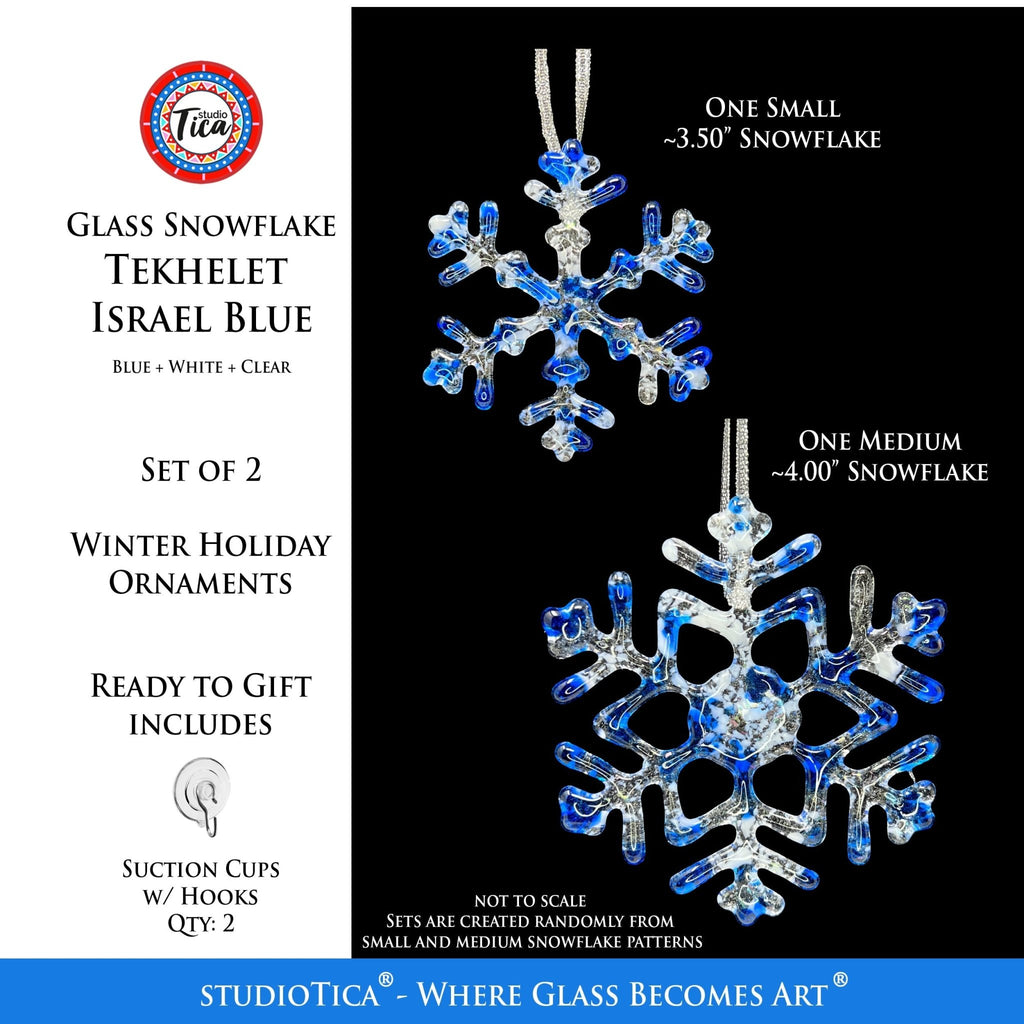 Handmade Glass Snowflake - Tekhelet Israel Blue - by studioTica - Che Cose Belle