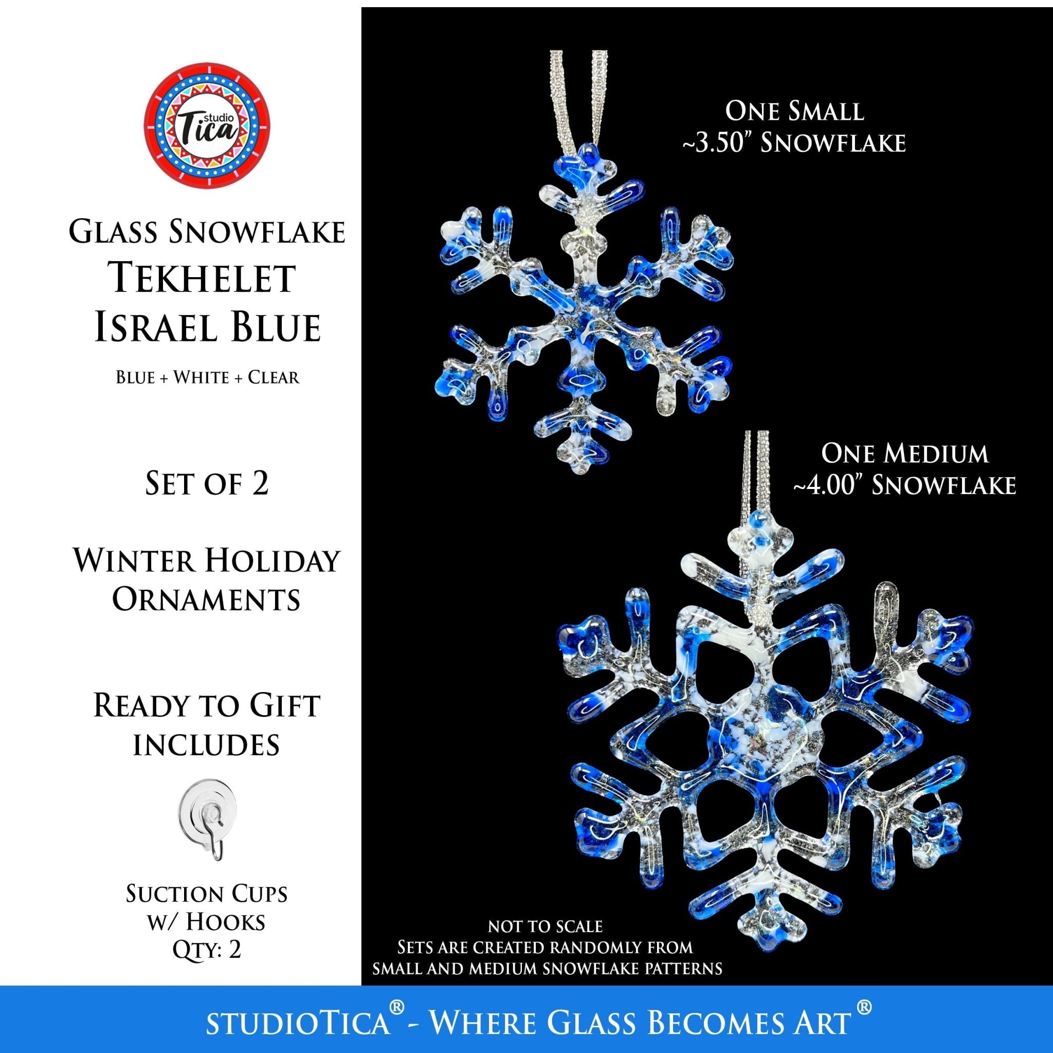 Handmade Glass Snowflake - Tekhelet Israel Blue - by studioTica - Che Cose Belle