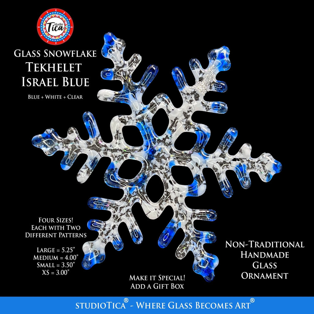 Handmade Glass Snowflake - Tekhelet Israel Blue - by studioTica - Che Cose Belle