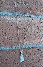 Handmade Gold Filled Over Sterling Silver & Opal Inlay Pendant Necklace 16" - Che Cose Belle