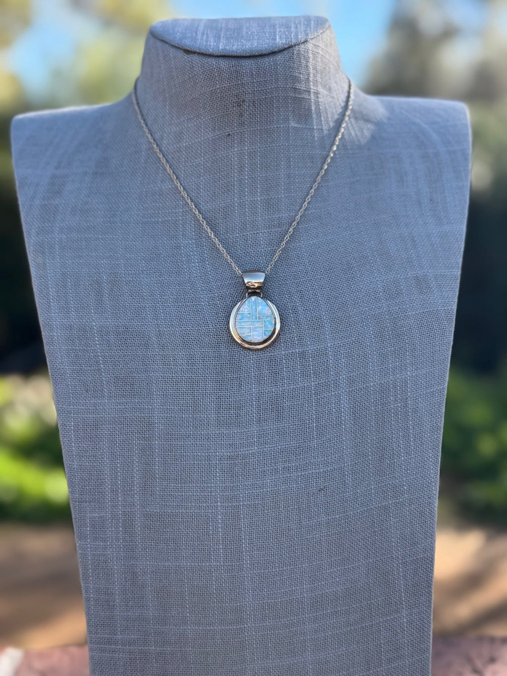 Handmade Gold Filled Over Sterling Silver & Opal Inlay Pendant Necklace - Che Cose Belle