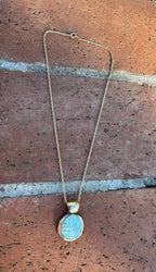 Handmade Gold Filled Over Sterling Silver & Opal Inlay Pendant Necklace - Che Cose Belle