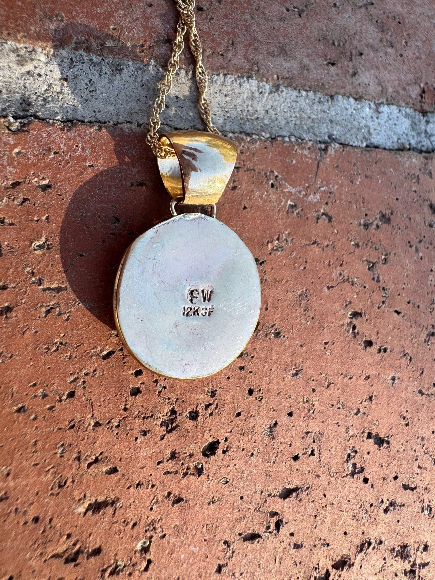 Handmade Gold Filled Over Sterling Silver & Opal Inlay Pendant Necklace - Che Cose Belle