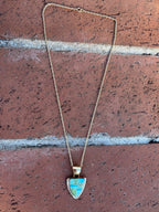 Handmade Gold Filled Over Sterling Silver & Sonoran Mountain Turquoise Inlay Pendant Necklace 18" - Che Cose Belle