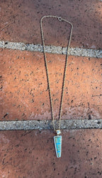 Handmade Gold Filled Over Sterling Silver & Sonoran Mountain Turquoise Inlay Pendant Necklace - Che Cose Belle