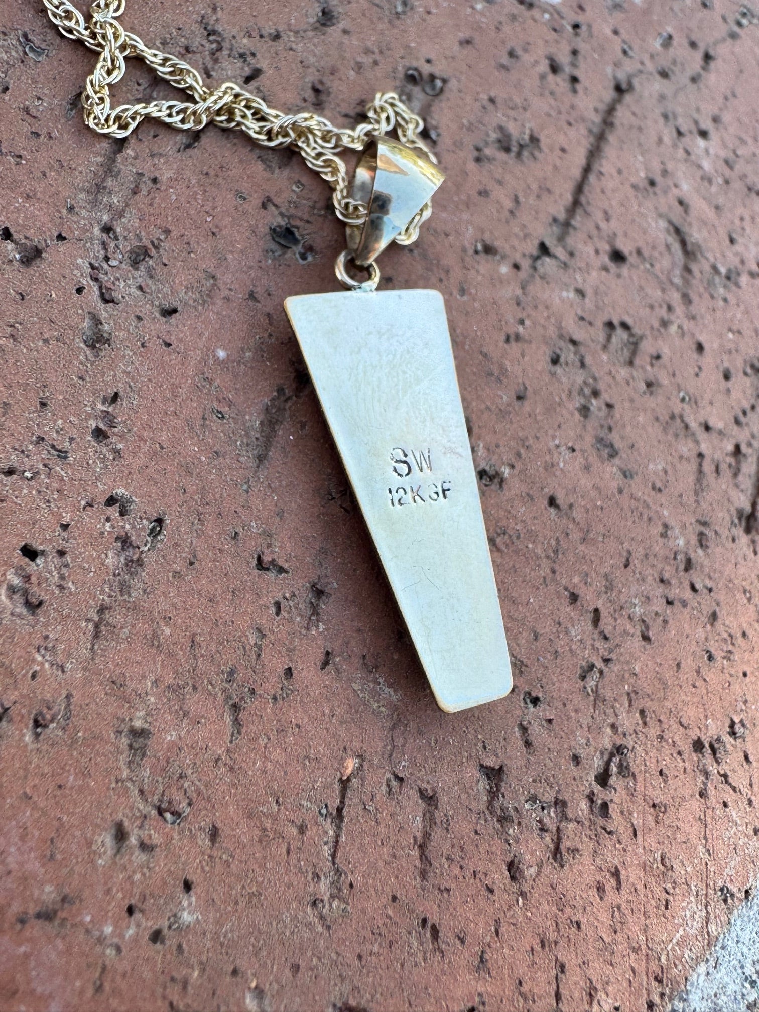 Handmade Gold Filled Over Sterling Silver & Sonoran Mountain Turquoise Inlay Pendant Necklace - Che Cose Belle