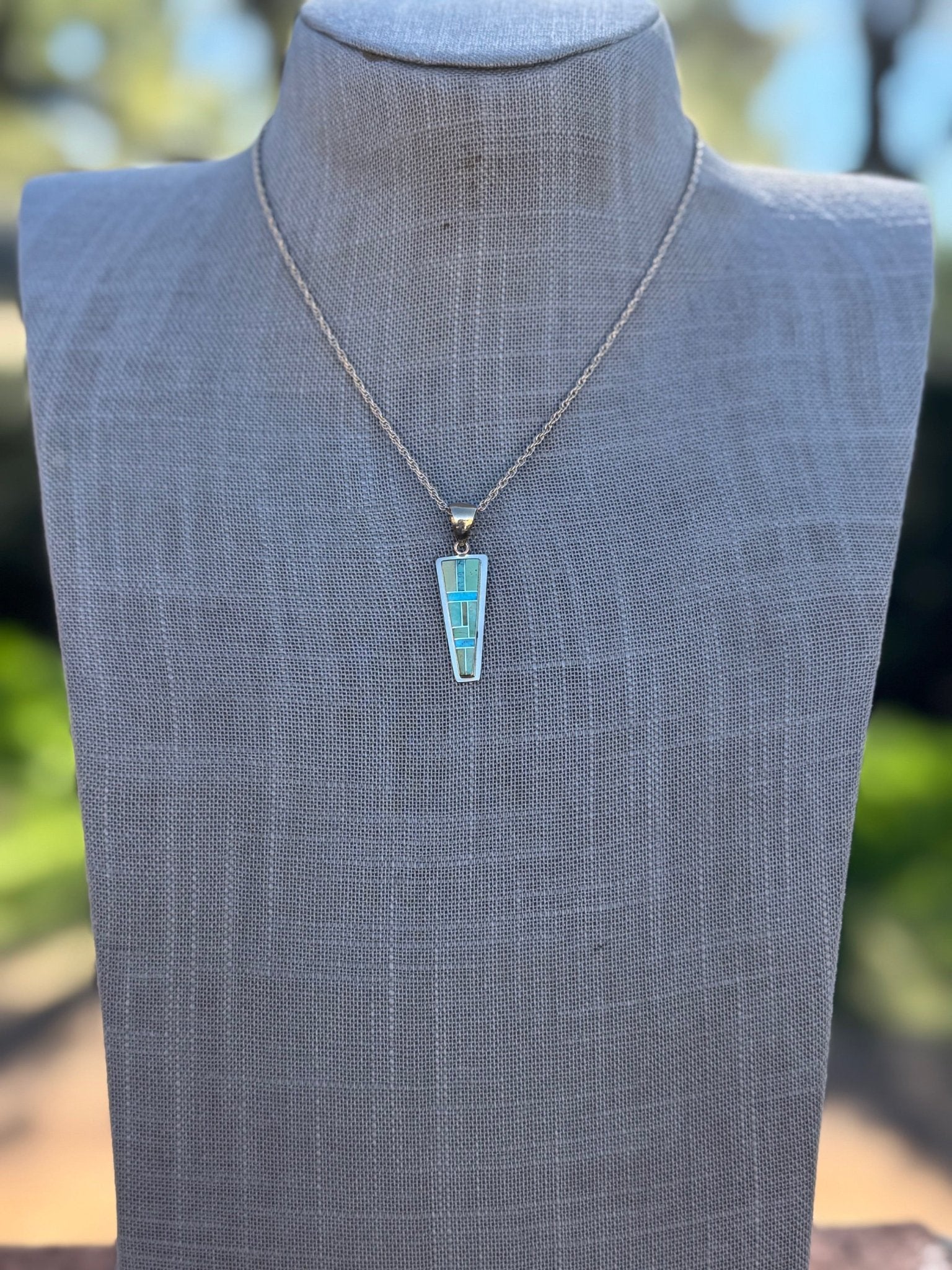 Handmade Gold Filled Over Sterling Silver & Sonoran Mountain Turquoise Inlay Pendant Necklace - Che Cose Belle