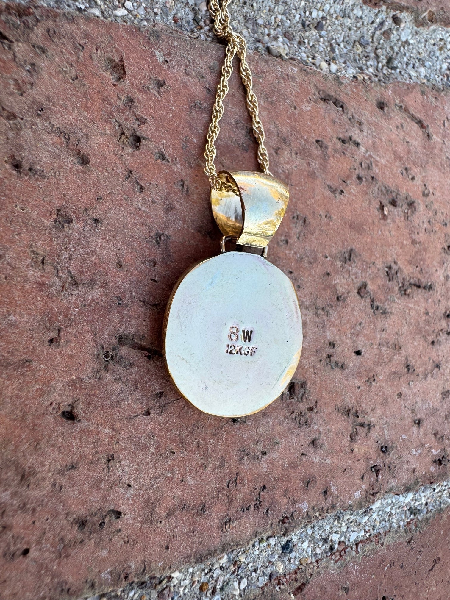 Handmade Gold Filled Over Sterling Silver & Sonoran Mountain Turquoise Inlay Pendant Necklace - Che Cose Belle