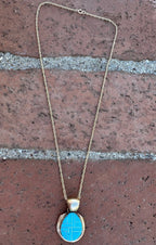 Handmade Gold Filled Over Sterling Silver & Turquoise Inlay Pendant Necklace - Che Cose Belle