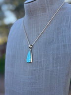 Handmade Gold Filled Over Sterling Silver & Turquoise Inlay Pendant Necklace 16" - Che Cose Belle