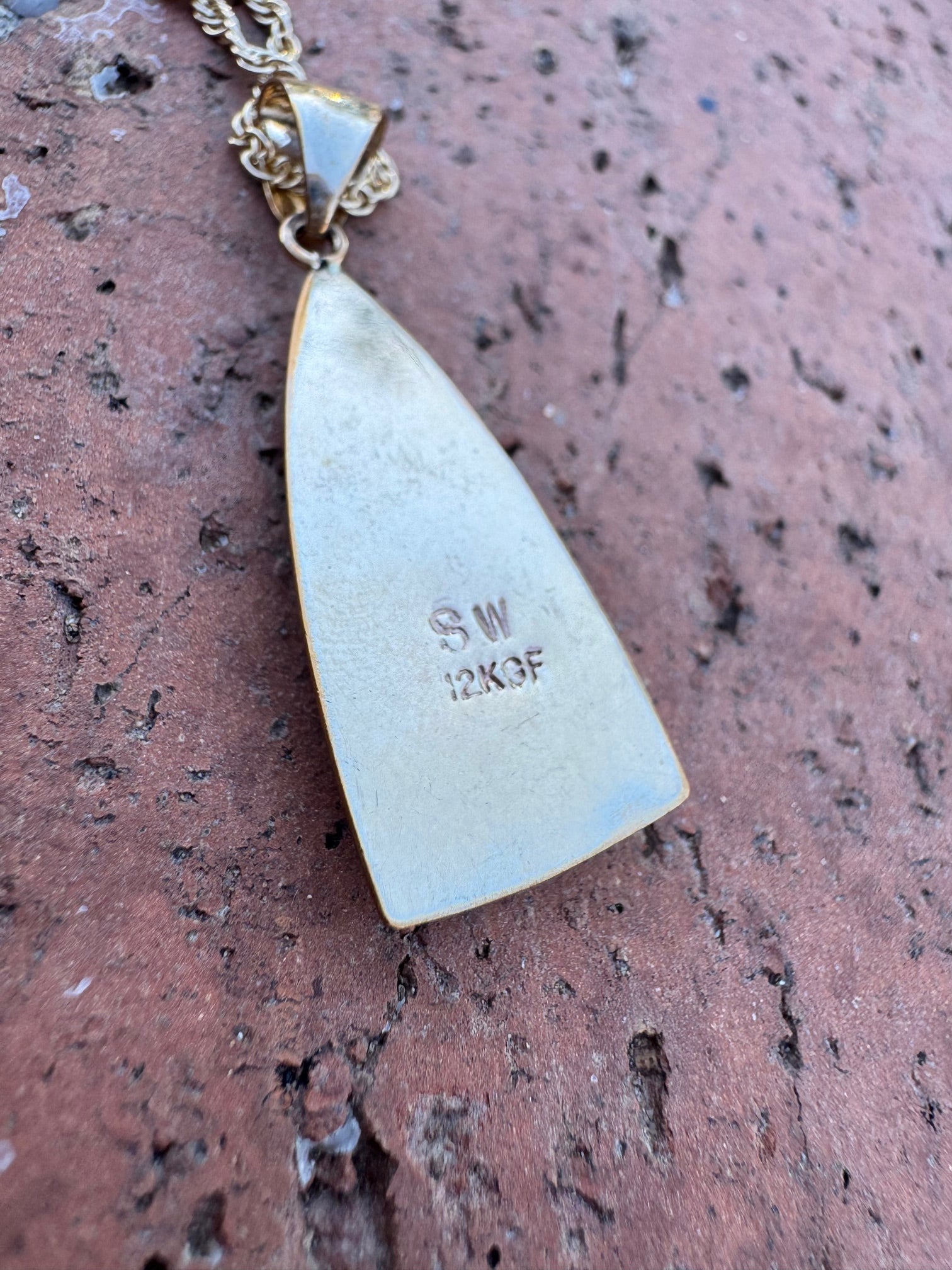 Handmade Gold Filled Over Sterling Silver & Turquoise Inlay Pendant Necklace 16" - Che Cose Belle
