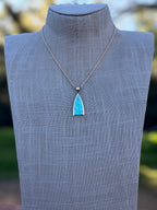 Handmade Gold Filled Over Sterling Silver & Turquoise Inlay Pendant Necklace 16" - Che Cose Belle