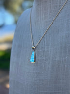 Handmade Gold Filled Over Sterling Silver & Turquoise Inlay Pendant Necklace 18" - Che Cose Belle