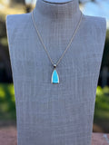 Handmade Gold Filled Over Sterling Silver & Turquoise Inlay Pendant Necklace 18" - Che Cose Belle