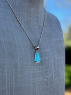 Handmade Gold Filled Over Sterling Silver & Turquoise Inlay Pendant Necklace 18" - Che Cose Belle