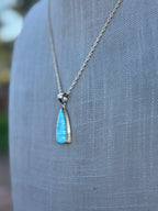 Handmade Gold Filled Over Sterling Silver & Turquoise Inlay Pendant Necklace 18" - Che Cose Belle