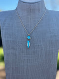 Handmade Gold Filled Over Sterling Silver & Turquoise Inlay Pendant Necklace - Che Cose Belle