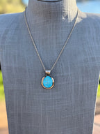 Handmade Gold Filled Over Sterling Silver & Turquoise Inlay Pendant Necklace - Che Cose Belle