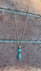 Handmade Gold Filled Over Sterling Silver & Turquoise Inlay Pendant Necklace - Che Cose Belle