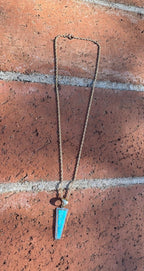 Handmade Gold Filled Over Sterling Silver & Turquoise Inlay Pendant Necklace - Che Cose Belle
