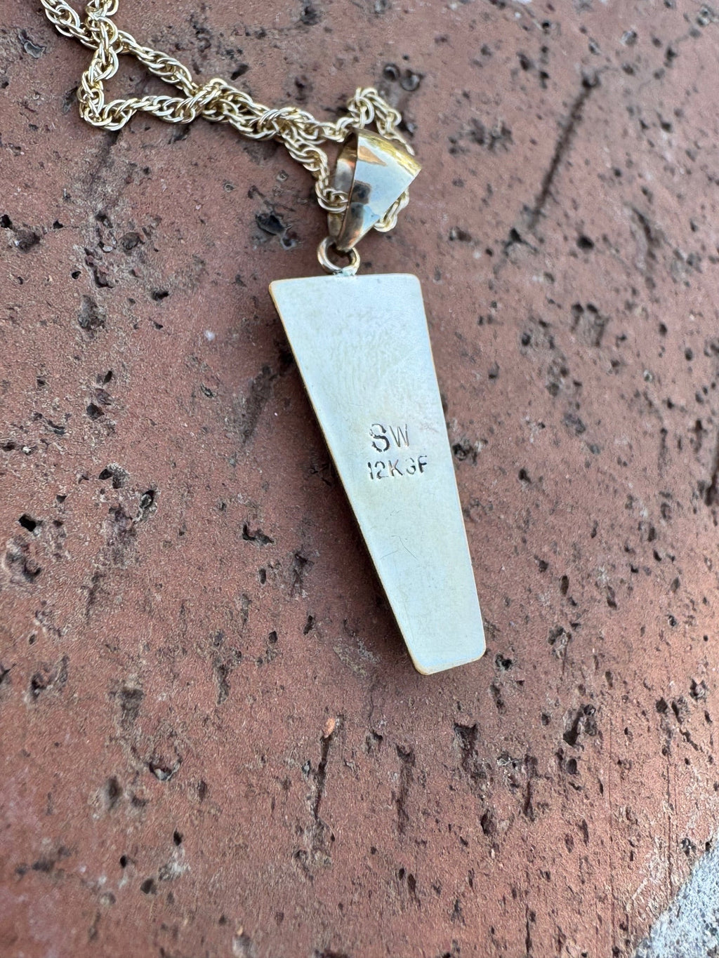 Handmade Gold Filled Over Sterling Silver & Turquoise Inlay Pendant Necklace - Che Cose Belle