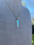 Handmade Gold Filled Over Sterling Silver & Turquoise Inlay Pendant Necklace - Che Cose Belle