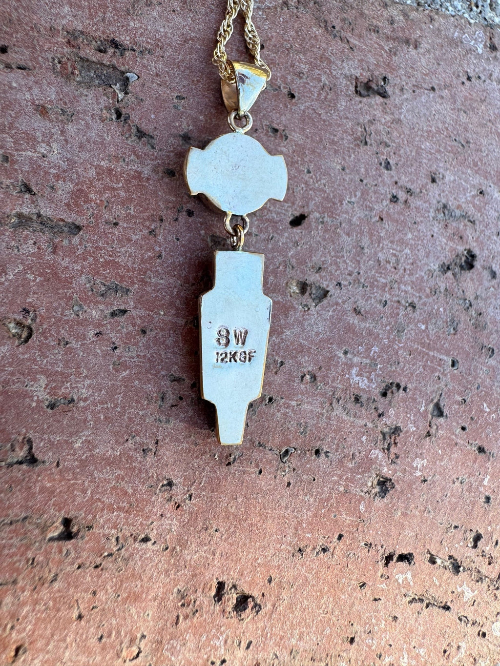 Handmade Gold Filled Over Sterling Silver & Turquoise Inlay Pendant Necklace - Che Cose Belle