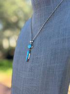Handmade Gold Filled Over Sterling Silver & Turquoise Inlay Pendant Necklace - Che Cose Belle