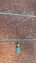 Handmade Gold Filled Over Sterling Silver & Turquoise Inlay Pendant Necklace - Che Cose Belle
