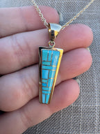 Handmade Gold Filled Over Sterling Silver & Turquoise Inlay Pendant Necklace - Che Cose Belle