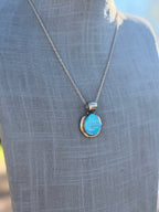 Handmade Gold Filled Over Sterling Silver & Turquoise Inlay Pendant Necklace - Che Cose Belle