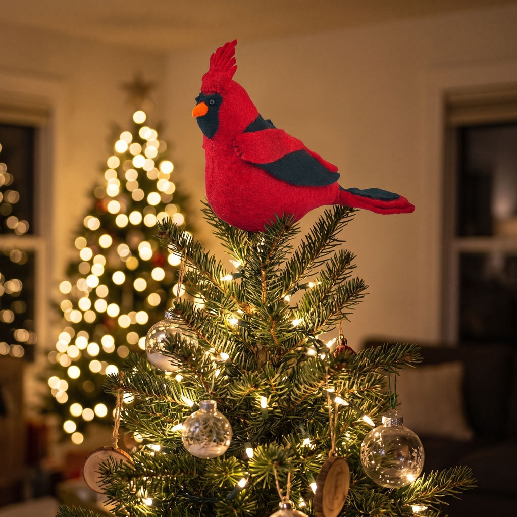 Handmade Hand Felted Wool Christmas Tree Topper - Cardinal Arcadia Home - Che Cose Belle