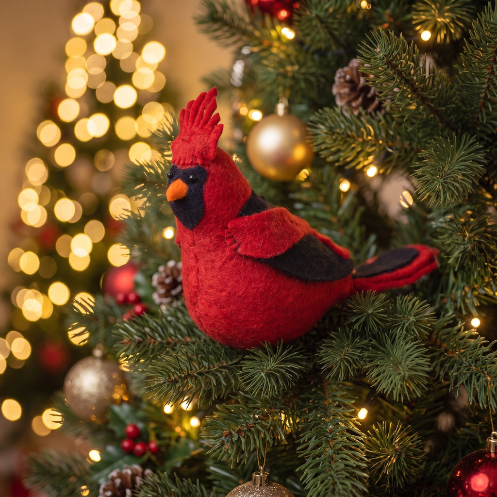Handmade Hand Felted Wool Christmas Tree Topper - Cardinal Arcadia Home - Che Cose Belle