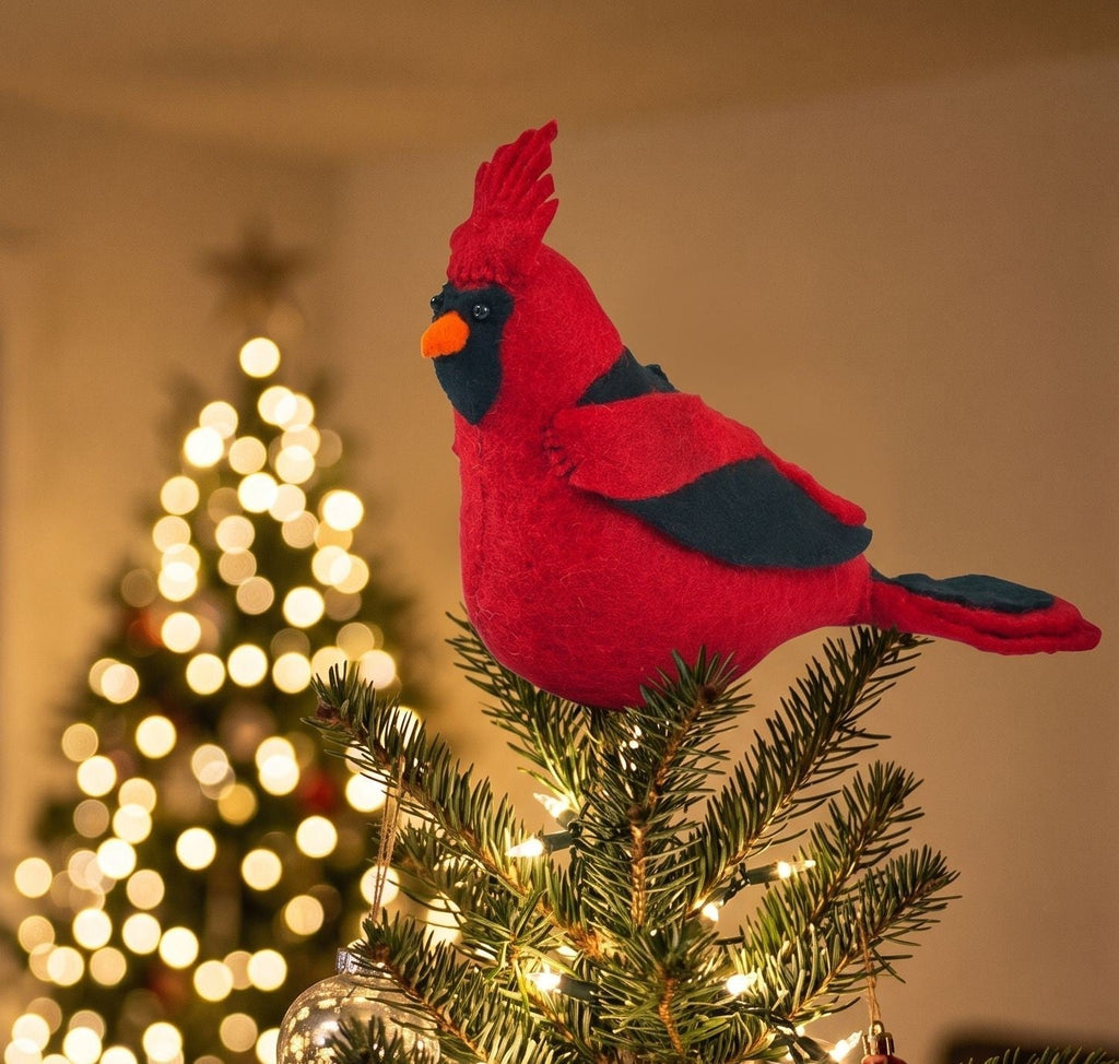 Handmade Hand Felted Wool Christmas Tree Topper - Cardinal Arcadia Home - Che Cose Belle