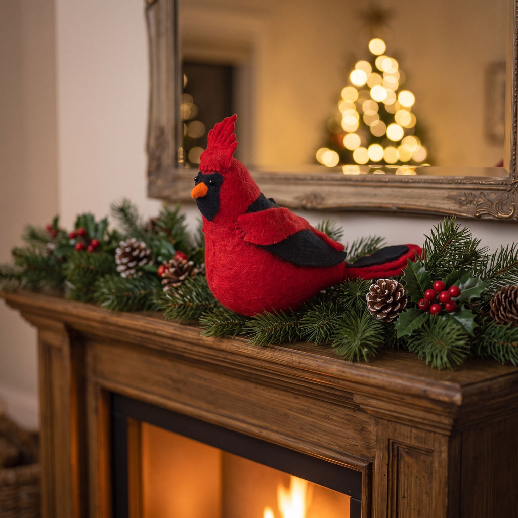 Handmade Hand Felted Wool Christmas Tree Topper - Cardinal Arcadia Home - Che Cose Belle
