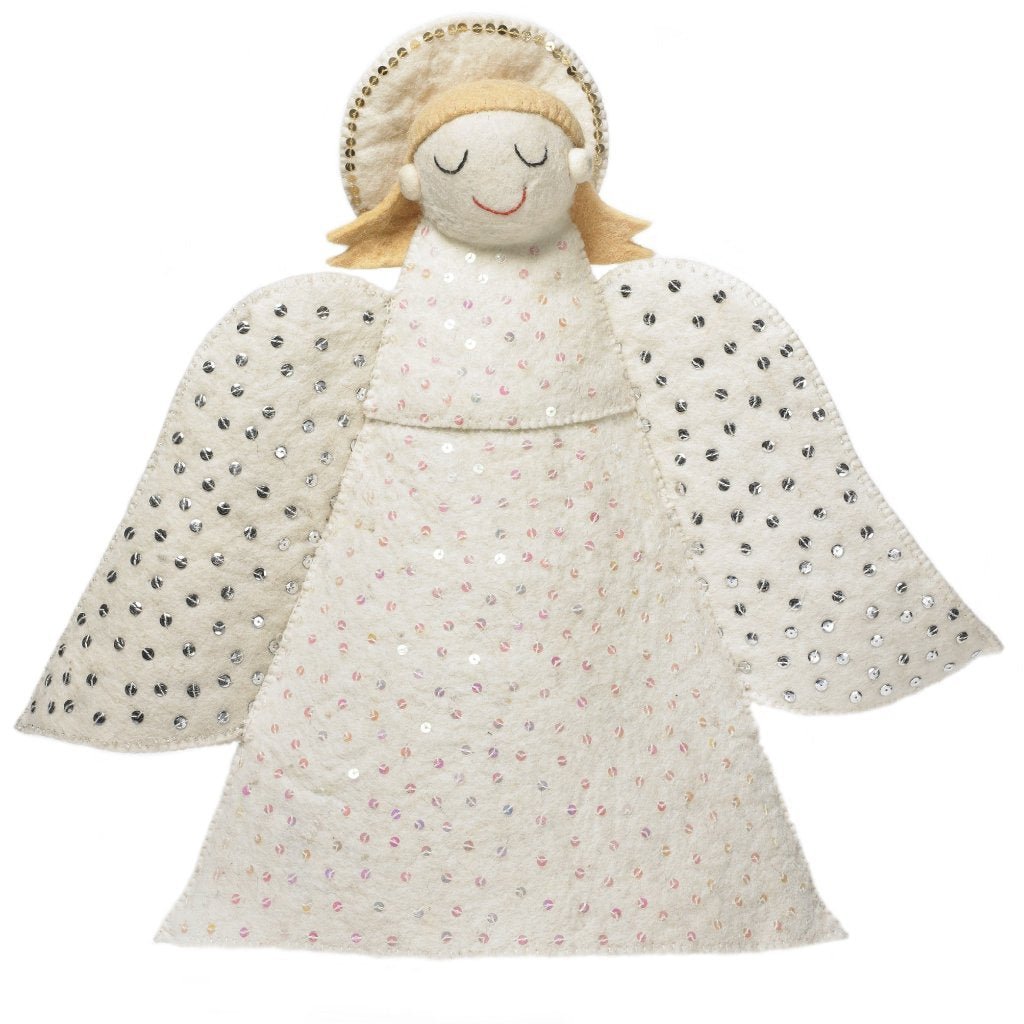 Handmade Hand Felted Wool Christmas Tree Topper - Extra Large Angel Arcadia Home - Che Cose Belle