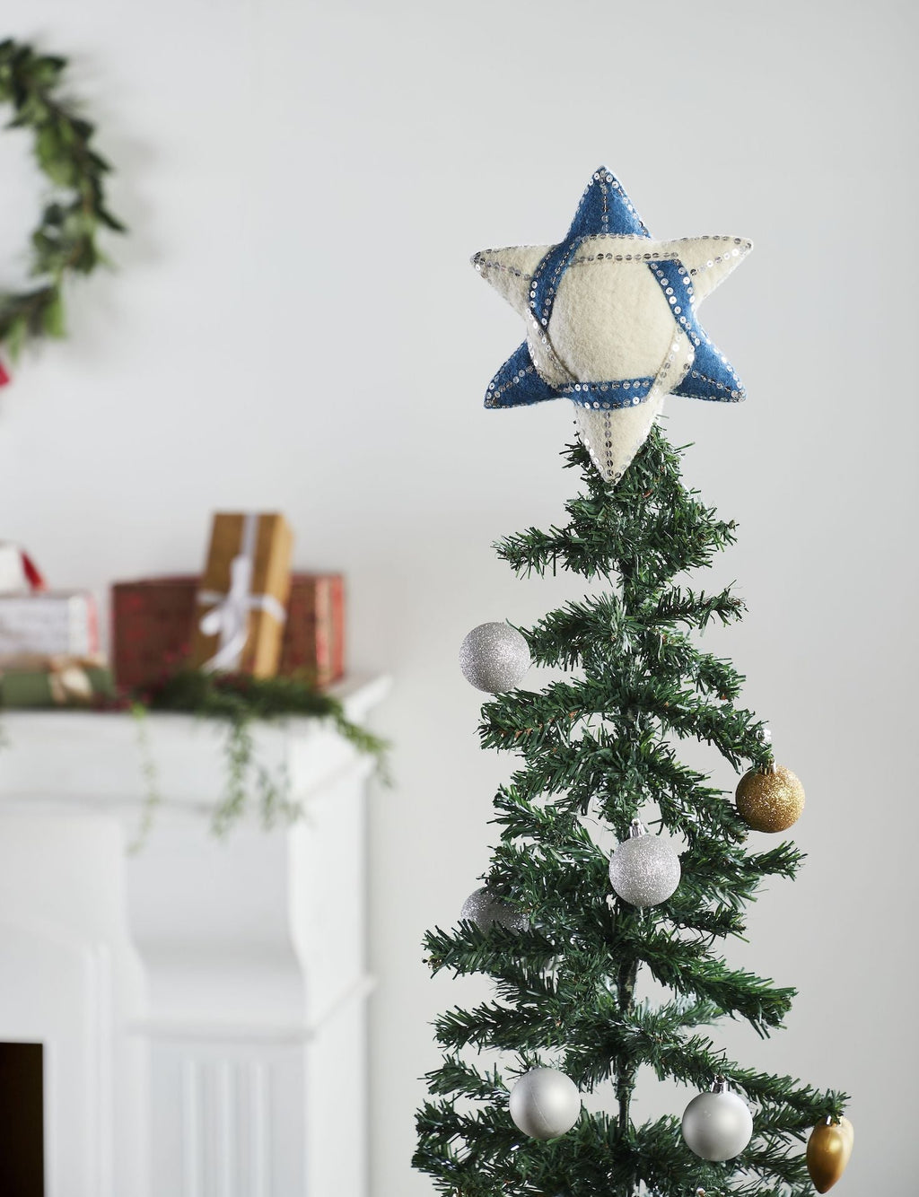 Handmade Hand Felted Wool Christmas Tree Topper - Star of David Arcadia Home - Che Cose Belle