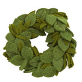 Handmade Hand Felted Wool Wreath - Green Leaves Embroidery - 14" Arcadia Home - Che Cose Belle