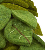 Handmade Hand Felted Wool Wreath - Green Leaves Embroidery - 14" Arcadia Home