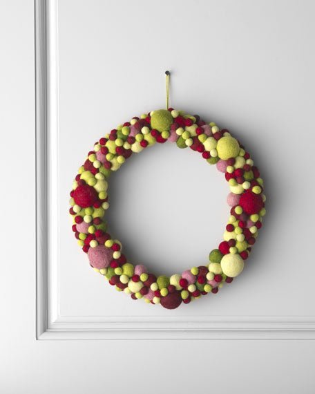 Handmade Hand Felted Wool Wreath - Multicolor Ball - 14" Arcadia Home - Che Cose Belle