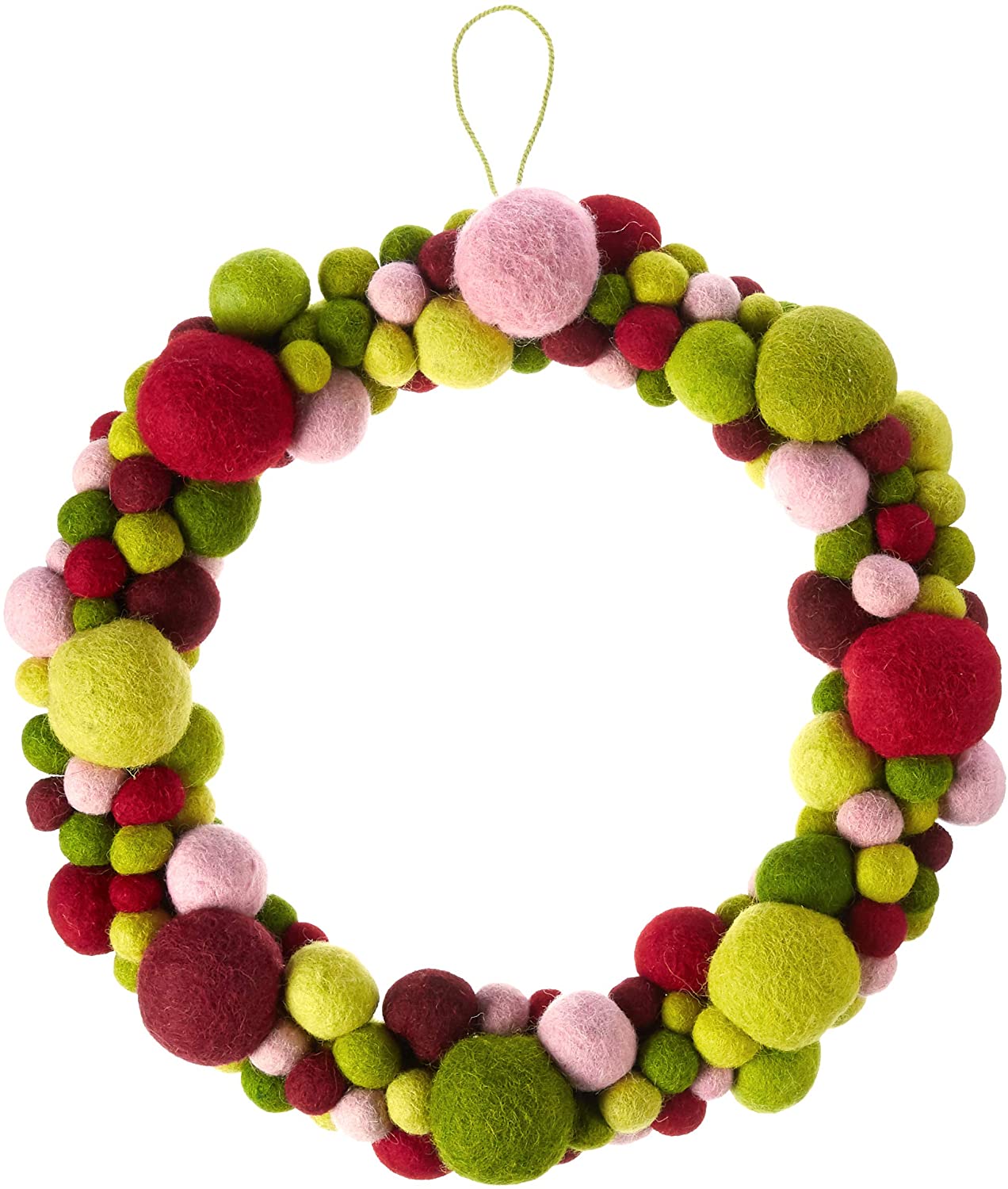 Handmade Hand Felted Wool Wreath - Multicolor Ball - 14" Arcadia Home - Che Cose Belle