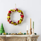 Handmade Hand Felted Wool Wreath - Multicolor Ball - 14" Arcadia Home - Che Cose Belle