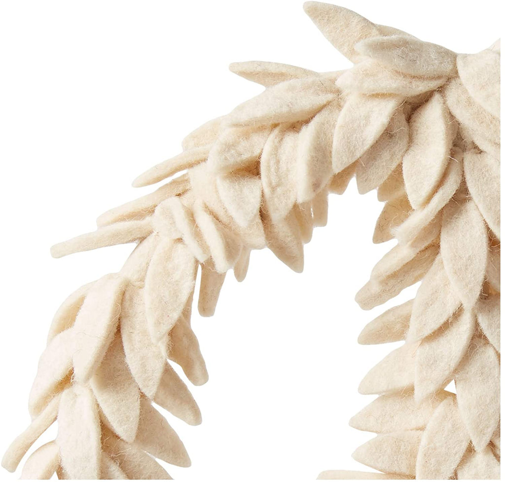 Handmade Hand Felted Wool Wreath - Peace Symbol Cream - 14" Arcadia Home - Che Cose Belle